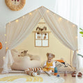 Kids Play Tent with Padded Mat, Kids Tents Indoor Playhouse for Toddler, Large Princess Castle Pompoms Play House Tent for Girl Bed Tents Toys for Boys Girl Birthday House Gift
