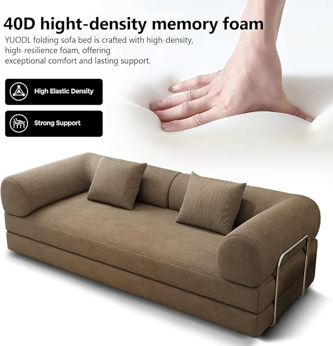 YUODL 78.8" Modular Sofa Bed - 4-in-1 Convertible Design with Corduroy Fabric and High Density Sponge, Removable Cover and Fixed Frame