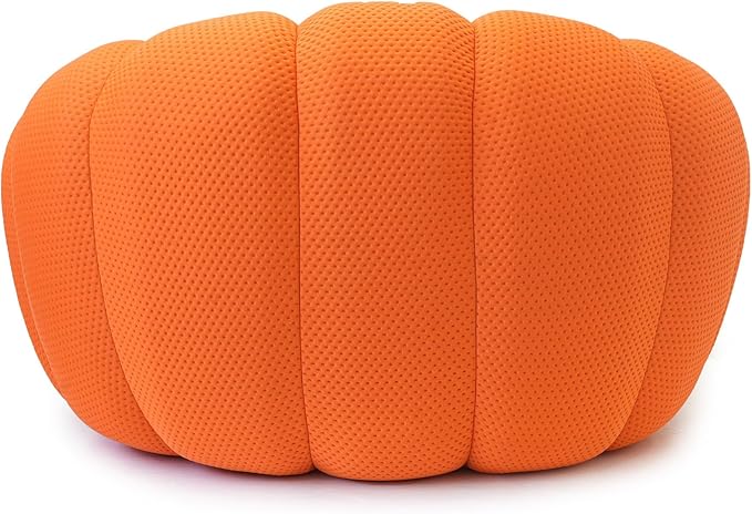 JACH Oversized Bubble Couch Chair, 49.21'' Modern Lazy Floor Sofa, Upholstered Mesh Fabric Bubble Sofa, 3D Honeycomb Shape Curved Couch for Living Room, Office, Apartment, Small Space (Orange)