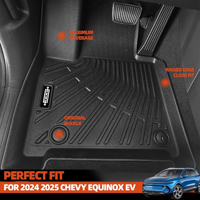 Floor Mats & Trunk Mat & Backrest Mats All Weather for 2024 2025 Chevy Equinox EV Electric (Non Fuel) Floor Mats for Chevrolet Equinox EV Floor Liner Accessories