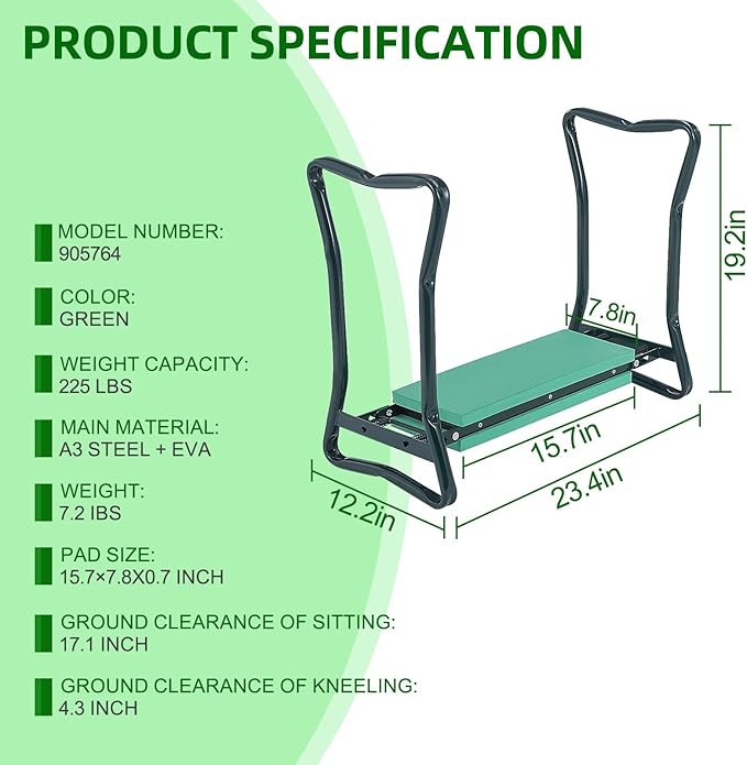Backyard Expressions Garden Kneeler - Multi-Functional Gardening Seat and Kneeler