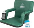 Stadium Boss Recliner Stadium Seat for Bleachers, Benches, Lawns, Backyard, Camping & Beach – Padded Sport Chair, Cushion Backs & Armrest – 6 Reclining Positions – Portable Carry Straps – Dark Green