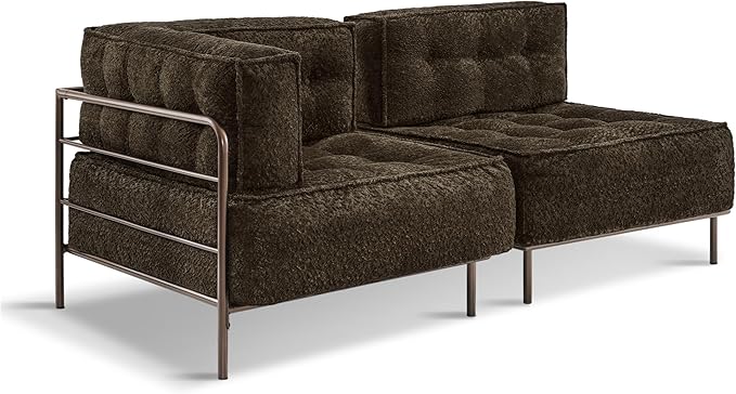 MCombo Modular Sofa Couch with Removable Cushion, Accent Sofa Chair, Upholstered Sofa for Living Room, Apartment, Office (Chocolate, Two Seats)