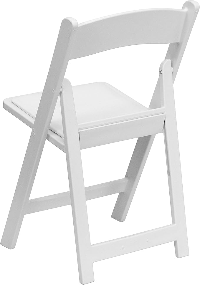 EMMA + OLIVER Set of 4 Lightweight Resin Folding Chairs in White, Comfortable 800LB Weight Capacity Chair