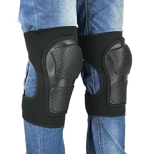 Knee Pads for Men Women Construction, Heavy Duty Garden Knee Pad for Tactical Work, Safety Kneeling Pad with Adjustable Non-Slip Straps for Flooring Cleaning, Waterproof & Durable Knee Cuhsion for Christmas, Black L (1 Pair)