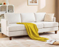 3 Seater Sofa Couch with Deep Seats, 89" Mid Century Modern Upholstered Sofa with Armrests, Comfy Couches for Living Room, Bedroom, Apartment and Office (Beige)