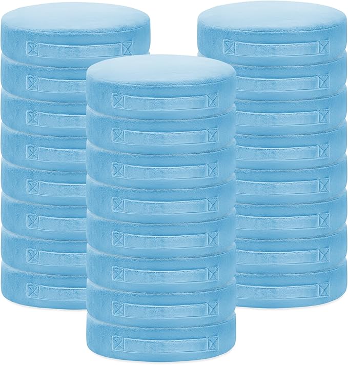 24 Pcs Round Floor Cushions for Kids, 15'' Plush Flexible Seating Pillows with Handles, Soft Chair Seats for Classroom Elementary Daycare Preschool Playroom Reading Corner Light Blue