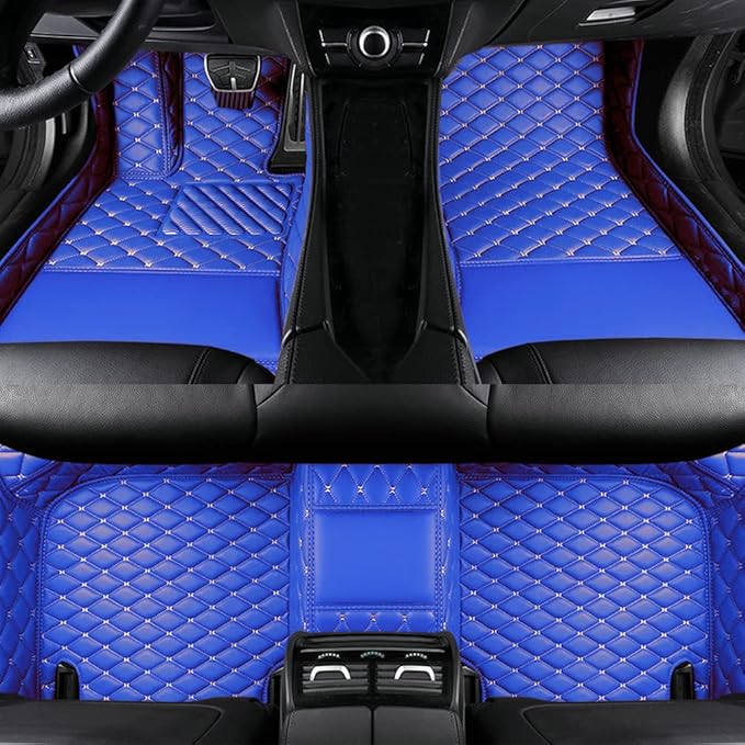 TAHALI Custom Colors Car Floor Mats Black Pink for 99.9% Sedan SUV Sports， All-Weather Liners Car Floor mat，Luxury Leather Automotive Floor Mats (Blue,3D Floor Mats)