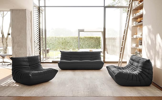 cebihy High-end Uncompressed Fireside Togo Chair, Bean Bag Chair, Foam Floor Sofa, Soft Lazy Lounge Sofa Couch, Armless Faux Leather Big Beanbag Accent Chairs for Living Room Bedroom Dorm Office