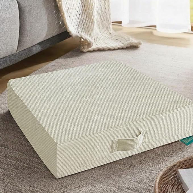 16 inches Meditation Floor Pillow Square Large Floor Cushions for Adults, Thick Memory Foam Seat Cushions for Yoga, Living Room, Sofa, Tatami, Bay Window Beige