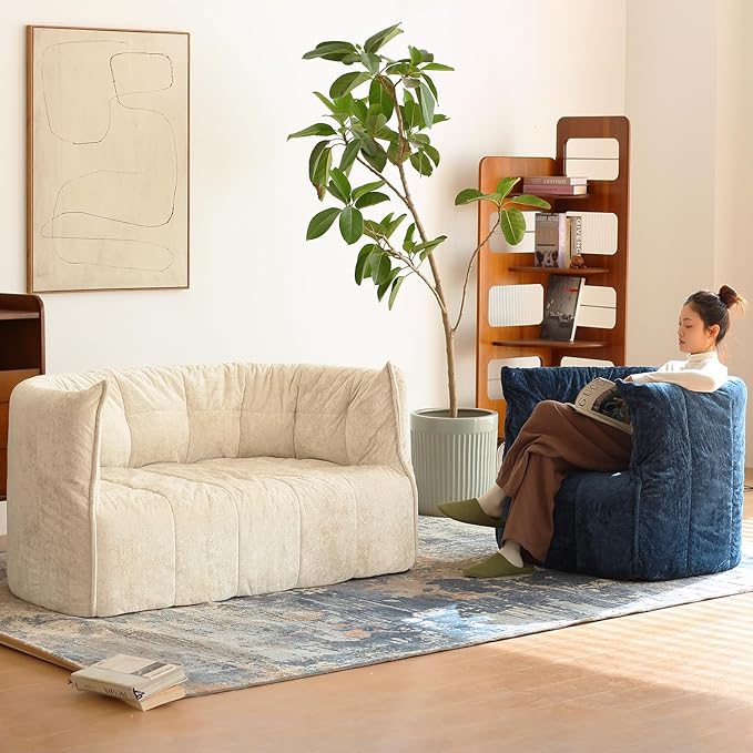 N&V Mid Century Brigantin Deep Relaxation Sofa, Soft Premium Chenille, for Living Room Bedroom and Office (Black, ThreeSeater)