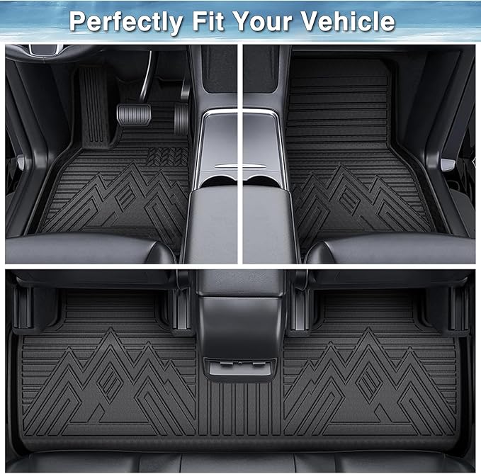 Mixsuper Floor Mats & Cargo Liner for Ford Expedition Max 2018-2024 8 Seats,All Weather TPE Floor Liner Trunk Cargo mat Protectors,Full Set Car Mats for Expedition Max Accessories,Black