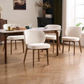 YOUNUOKE Upholstered Dining Chairs Set of 4, Modern Chenille Fabric Dining Room Chair with Wood Legs, Widen Backrest Comfy Armless Side Kitchen Chairs, Beige