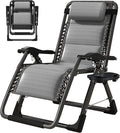 ABORON Zero Gravity Chair,Premium Outdoor Lawn Folding Lounge Chairs,Sturdy Adjustable Reclining Patio Chairs with Built in Cushion,Headrest & Tray