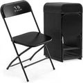 18 Pack Black Plastic Folding Chair, Indoor Outdoor Portable Stackable Commercial Seat with Steel Frame 350lb. Capacity for Events Office Wedding Party Picnic Kitchen Dining