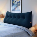 Wedge Headboard Pillow Dorm Room Reading Pillow Back Support for Sitting Up in Bed Bolster Lumbar Cushion Body Positioning Bedrest Velvet 59in Navy Blue Queen