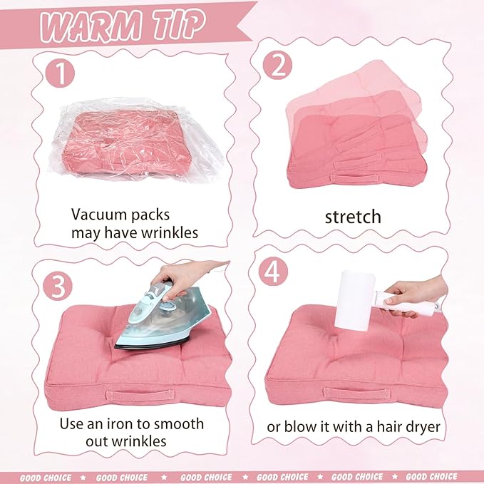 Gerrii 12 Pieces Classroom Floor Cushions with Handles Flexible Floor Seating Cushions Pillows School Chairs in Home School Classroom Kindergarten Daycare Nursery (Novel Color,Square)