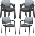 CLATINA Mesh Back Stacking Arm Chairs with Upholstered Fabric Seat and Ergonomic Lumbar Support for Office School Church Guest Reception Grey (Gray-8 Pack)