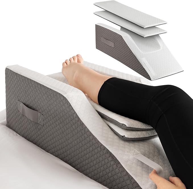 Kӧlbs Single Or Double Leg Elevation Pillow | Post Surgery Leg Pillow | Stylish Chic Jacquard Cover | Ankle Knee and Leg Support Pillow for Injury After Surgery (Adjustable)