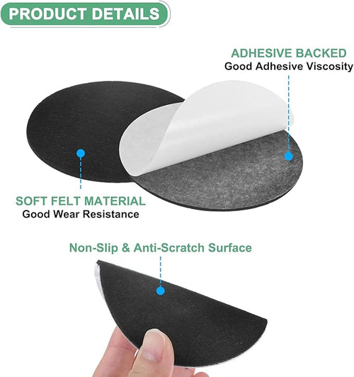 20-Pack Lamp Base Felt, 3.5 Inch Dia. 2mm Thick Self Adhesive Round Fabric Felt Pads for Lamp/Furniture/DIY, Non-Slip Fiber Backed Patch Circles with Adhesive Backing [Black]