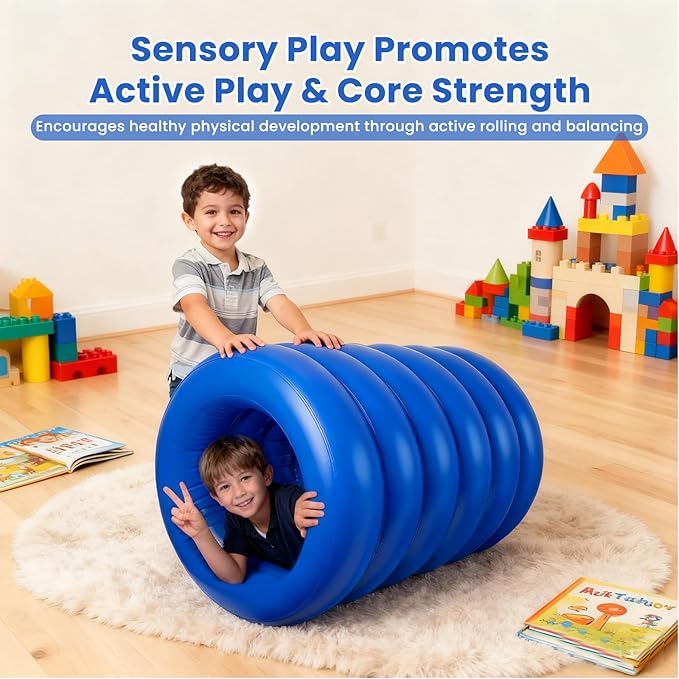 Barrel Roll Sensory Chair for Kids, 2025 Reinforced Calming Vestibular Toy with Deep Pressure, Durable Inflatable Sensory Pod for Autism, ADHD, Perfect for Classroom or Home Use