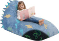 COMAX Dinosaur Bean Bag Chairs for Kids 8-12, Kid Beanbag Chair with Filler, Toddler Lounge Bean Chair, Children Lazy Floor Lounger for Girls Boys, Blue Dino
