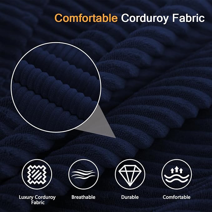 MeMoreCool Convertible Floor Sofa Couch – 3-Seater Sleeper with Tufted Cushions, Navy Corduroy Modular Foam | Cloud Couch for Living Room & Bedroom | No Assembly | Soft Ergonomic Support