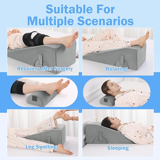 ROYALAY Knee Replacement Pillow, Leg Pillow for Knee Surgery Recovery with Different Height, Leg Surgery Recovery Equipment for Hip Foot Ankle, Single
