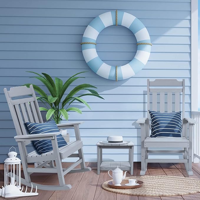 hOmeQomi Rocking Chairs Set of 4, All Weather Resistant Poly Lumber Outdoor Porch Rocker, Rocking Chairs for Outdoor, Indoor, Patio, Deck, Garden, Backyard, Load Bearing 380 lbs - Grey