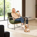 VINGLI 28" Wide Plush Upholstery Sling Modern Accent Chair with Metal Frame, Cute Reading Armchair with Removable Seat Cushion & Tan Microfiber Seat Base, Lazy Chair for Bedroom & Lounge,Olive Green
