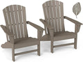 GREENVINES Adirondack Chairs Set of 2 | Wood Grain HDPE Plastic | Oversized Fire Pit Chair | All Weather | Desert Brown | Poly Lumber | for Outdoor Deck Backyard Patio Garden