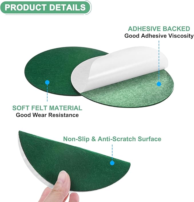 20-Pack Lamp Base Felt, 5.5 Inch Dia. 2mm Thick Self Adhesive Round Fabric Felt Pads for Lamp/Furniture/DIY, Non-Slip Fiber Backed Patch Circles with Adhesive Backing [Green]