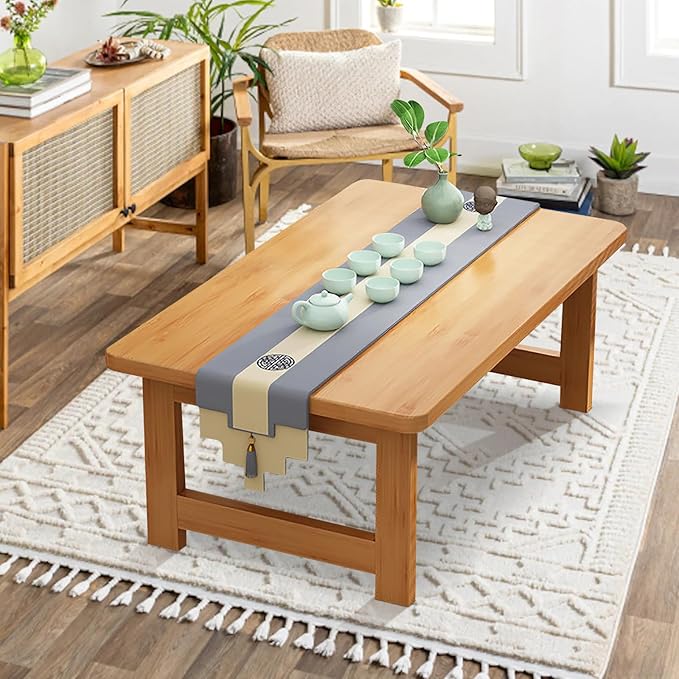 robwibw Japanese Floor Sitting Table, Folding Wood Tea Table Chabudai Japanese Coffee Table Low Table for Living Room Home Tatami Office (B 31.5 * 15.7 * 11.8 INCH)