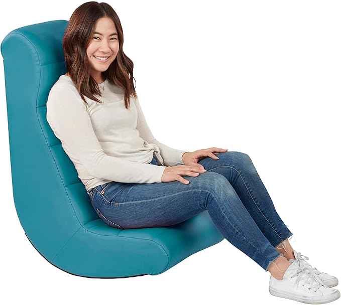Factory Direct Partners 10489 Soft Ergonomic Horizontal Soft Video Rocker- Great for Reading, Gaming, Meditating, or TV for Kids Teens and Adults - Teal