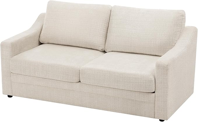 ACMEASE 67 Inches Chenille 2-Seat Sofa w/Comfortable Back Cushions, Modern Love Seat w/Deep Seat Space, Upholstered 2 Seater Couch w/High Resiliency Foam for Living Room, Office, Beige