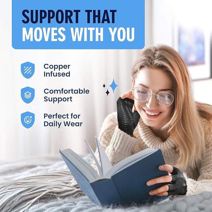 Dr. Frederick's Original Copper Compression Arthritis Gloves - Doctor-Developed Hand Pain Relief for Arthritis, Carpal Tunnel & Tendonitis - All-Day Comfort, Typing & Daily Use - Fingerless, Medium
