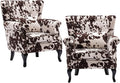 chairus Mid-Century Modern Accent Chairs Set of 2, Comfy Tufted Single Sofa Chair Wingback Armchair with Pillow for Club, Living Room, Bedroom - Velvet, Cow