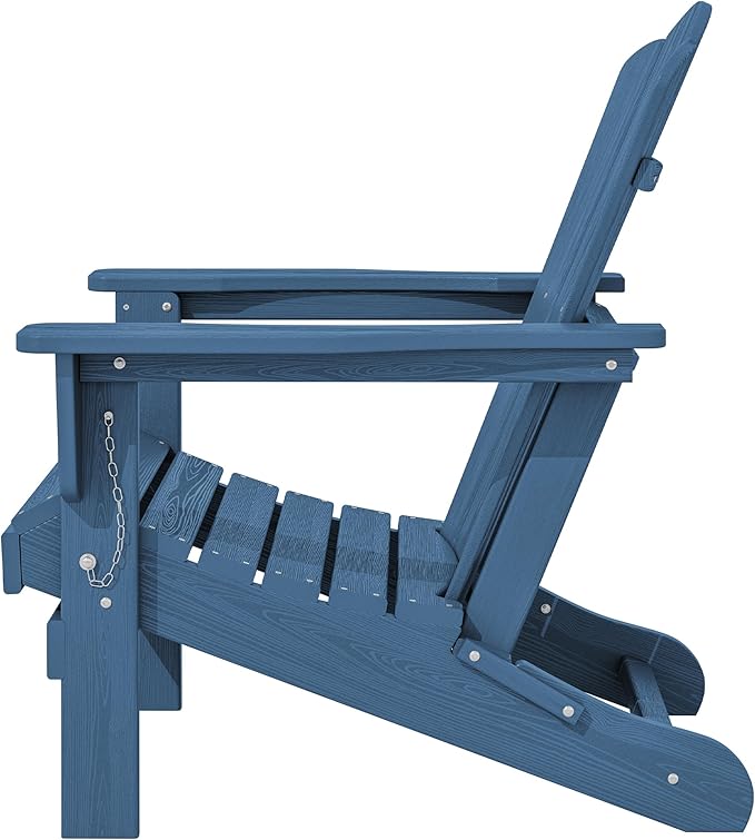 KINGYES Folding Adirondack Chair Set of 4, HDPE All-Weather Adirondack Chair, Navy