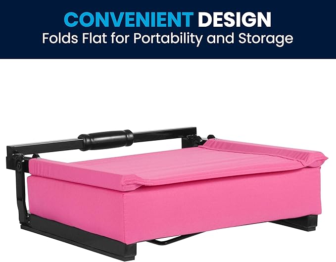 Flash Furniture Grandstand Portable Stadium Seat for Bleachers or Benches, Folding Padded Stadium Chair with Carrying Handle, 500 lb. Weight Capacity, Pink