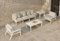 Patio Kingdom 7 Piece Patio Conversation Sets, Outdoor Couch with Washable Thick Beige Cushions, HDPE Patio Furniture Set, Outdoor Sectional Furniture for Backyard, Deck, Lawn, Porch (White Frame)