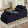 Yoga Chaise Lounge Chair, S-Shaped Floor Sofa with Moveable Headrest, Lumbar Pillow, Support Cushion, Footrest, Non-Slip Base, No-Assembly Lounger for Stretching, Meditation & Relaxation (Black)