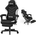 Gaming Chair,Fabric Computer Chair with Pocket Spring Cushion,400 lb Load Capacity,Ergonomic Office Chair with Footrest,Height Adjustable Video Gamer Chair with Lumbar Support (Black)