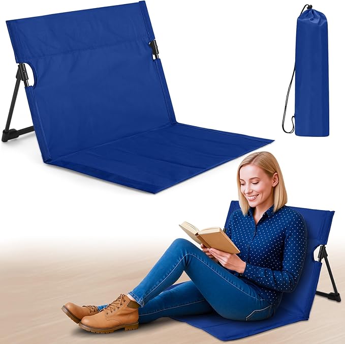 Jetec Foldable Floor Backrest Chair Portable Camping Chair with Storage Bag Light Weight Lazy Seat for Indoor Outdoor Bed Ground Park Lawn Concerts Beach Hiking