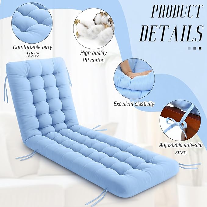 Vercraft Long Floor Cushion Large Floor Cushion with Brushed Cotton 74.8 x 27.5 x 3.15 in Jumbo Lounger Pillow for Outdoor Indoor Bay Window Meditation Yoga Reading Sleeping (Light Blue)