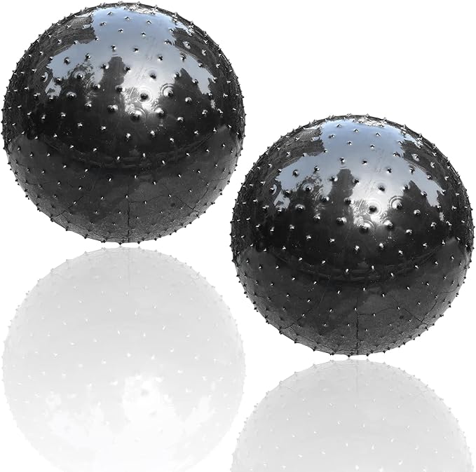 penepico Large Sensory Massage Ball for Kids,2-Pack 33.5" 85CM Bouncy Exercise Balls, Big Inflatable Toys with Tactile Spikes, Outdoor Giant Yoga Balls, Large Beach Ball (2 Black)