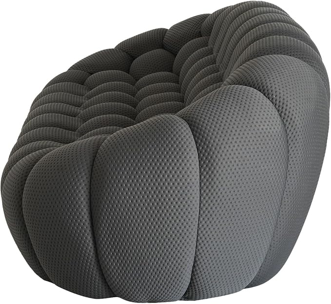 JACH 78.74'' Modern Bubble Curved Couch, Upholstered Love Seat Boneless Lazy Floor Sofa, 3D Honeycomb-Shaped Leisure Sofa for Living Room, Apartment, Small Space, Grey
