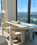 DAYALANE Modern Barrel Dining Chairs Set of 4, Upholstered Accent Kitchen Chair with Arms Comfy Linen Fabric Side Chair for Living Room/Home Office/Reception, Linen Cream
