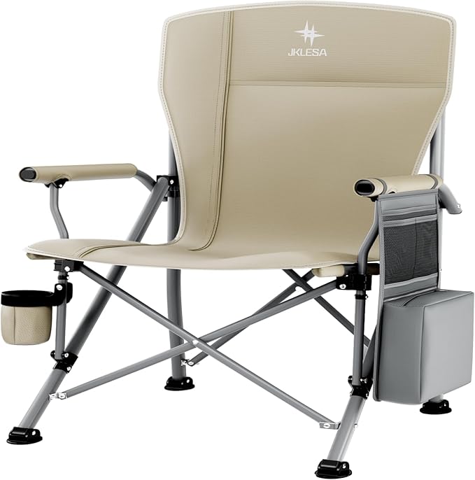 XL Premium Camping Chair - 400lb Capacity, Oversized 23.7" Wide Seat, Heavy Duty 600D Oxford Fabric, Padded Camping Chair Portable for Outdoor, Beach, Tailgate Parties Desert Taupe
