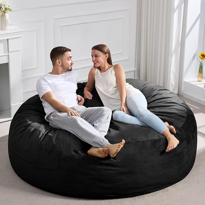 Hobestluk Bean Bag Chair 6Ft Giant Bean Bag Chairs for Adults Large Bean Chairs with Removable Cover,Big BeanBag Chairs for Living Room, Bedroom
