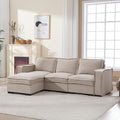 HEAY-YO 93 Inches Modern Modular Sectional Sofa,L Shape 3-Seater Comfy Couch with Moveable Ottoman,Floor Sofa for Living Room Bedroom Apartment,Linen Sand